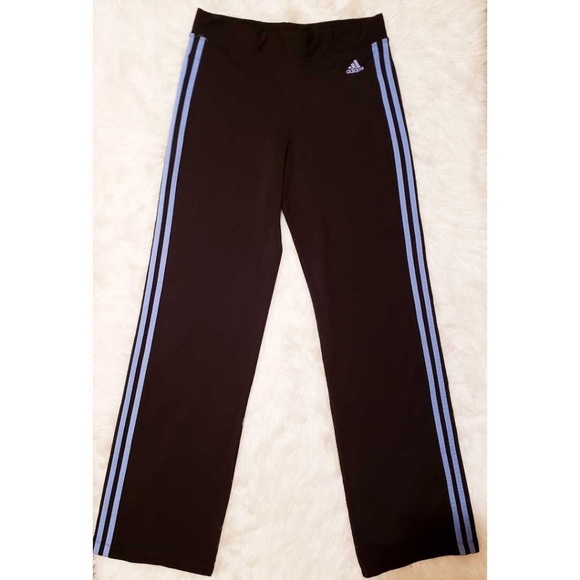 adidas Pants - Adidas 3 Stripe Sweat Pants Black Blue Logo